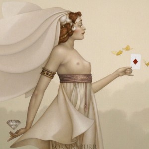 "Queen of Diamonds" Original Oil on Canvas by Michael Parkes