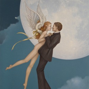 "Dancing with an Angel" Original Oil on Canvas by Michael Parkes